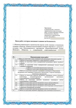 Приложение к свидетельству о допуске к определенному виду или видам работ Горно-Алтайск СРО в проектировании